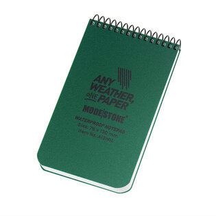 Modestone® Waterproof Squared Top Spiral Notepad 76 mm x 130 mm, 50 sheets - green